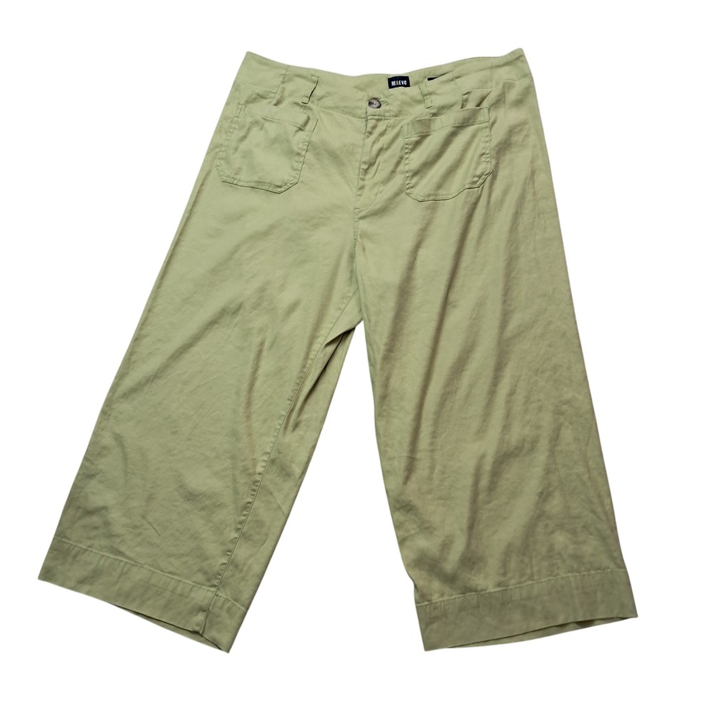 Anthropologie Maeve Pants Womens 22 Bright Green Colette Wide Leg Linen Blend